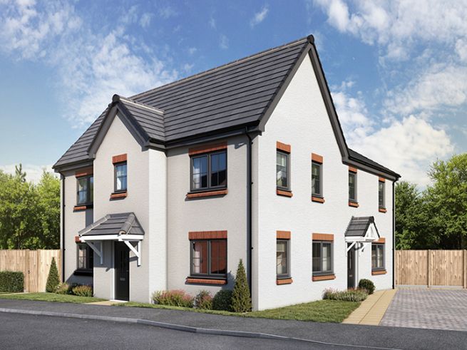 3 bedroom houses - artist's impression subject to change. Please note that the above computer generated image is representative of the house type and not necessarily the specified plot as some details and materials may vary.